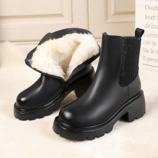 Chelsea Ankle Boots Woman Winter 2022 Black Platform Shoes Women High Heels Leather Luxury Designer Snow Booties Free Shipping