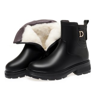 Snow Ankle Boots Woman Winter 2022 Platform Heels Designer Shoes Ladies Wedges Fur Boots Female Short Leather Booties Plus Size