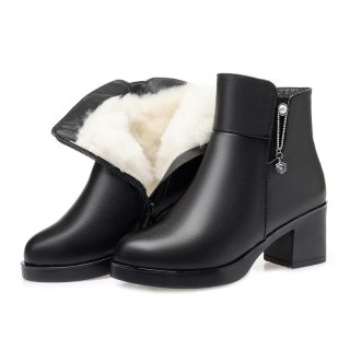 Platforms Winter Boots for Women 2022 Elegant Woman Heeled Shoes Zip Designer Black Ankle Boots Female High Heels Snow Booties