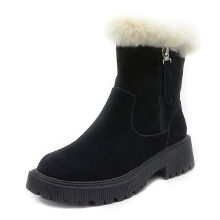 Black Winter Boots for Women 2022 Luxury Designer Shoes Woman Wedges Chelsea Ankle Boots Female Platform Heels Zip Snow Booties